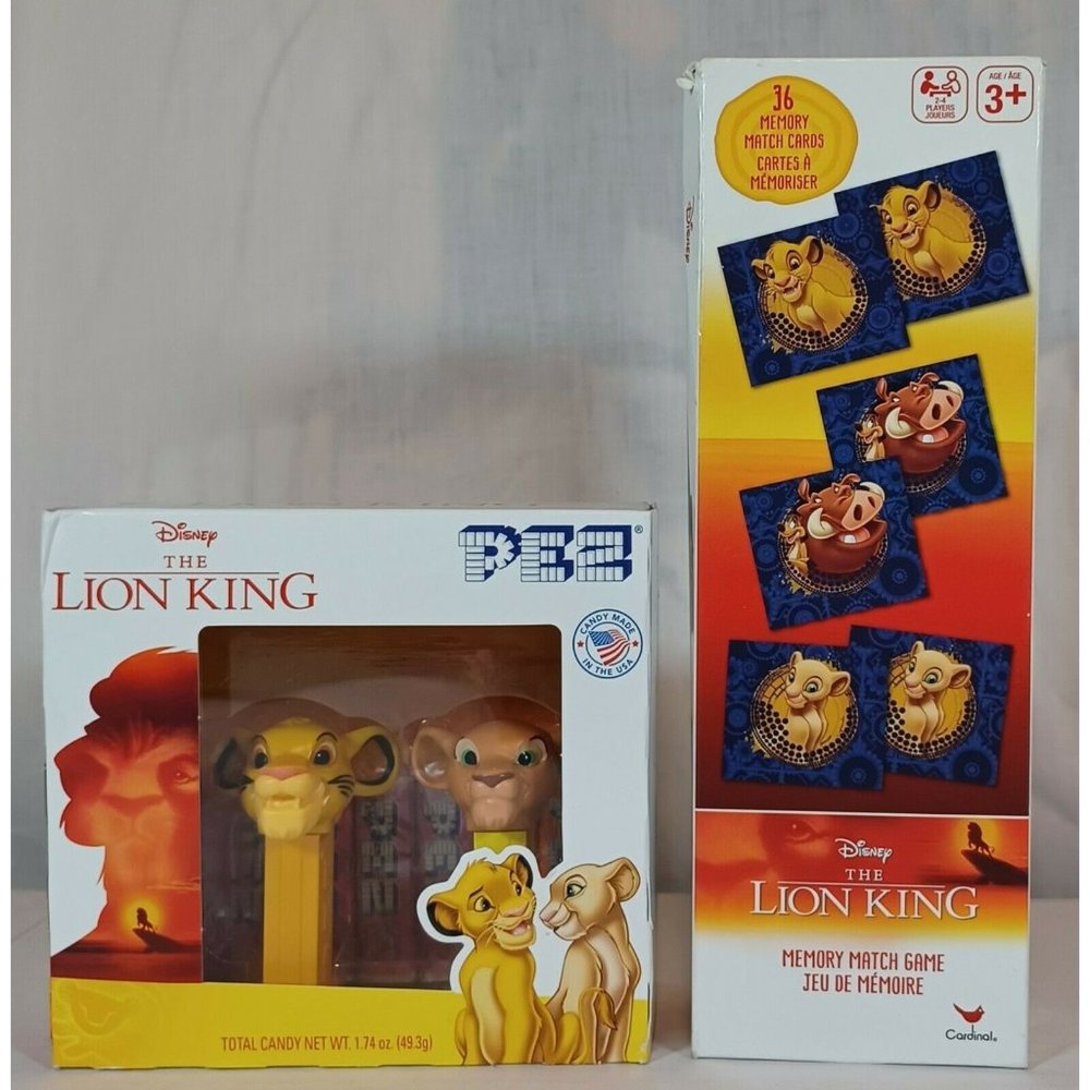 Disney The Lion King PEZ Containers, and a 36 Card Memory Match Game, Bundle NIB
